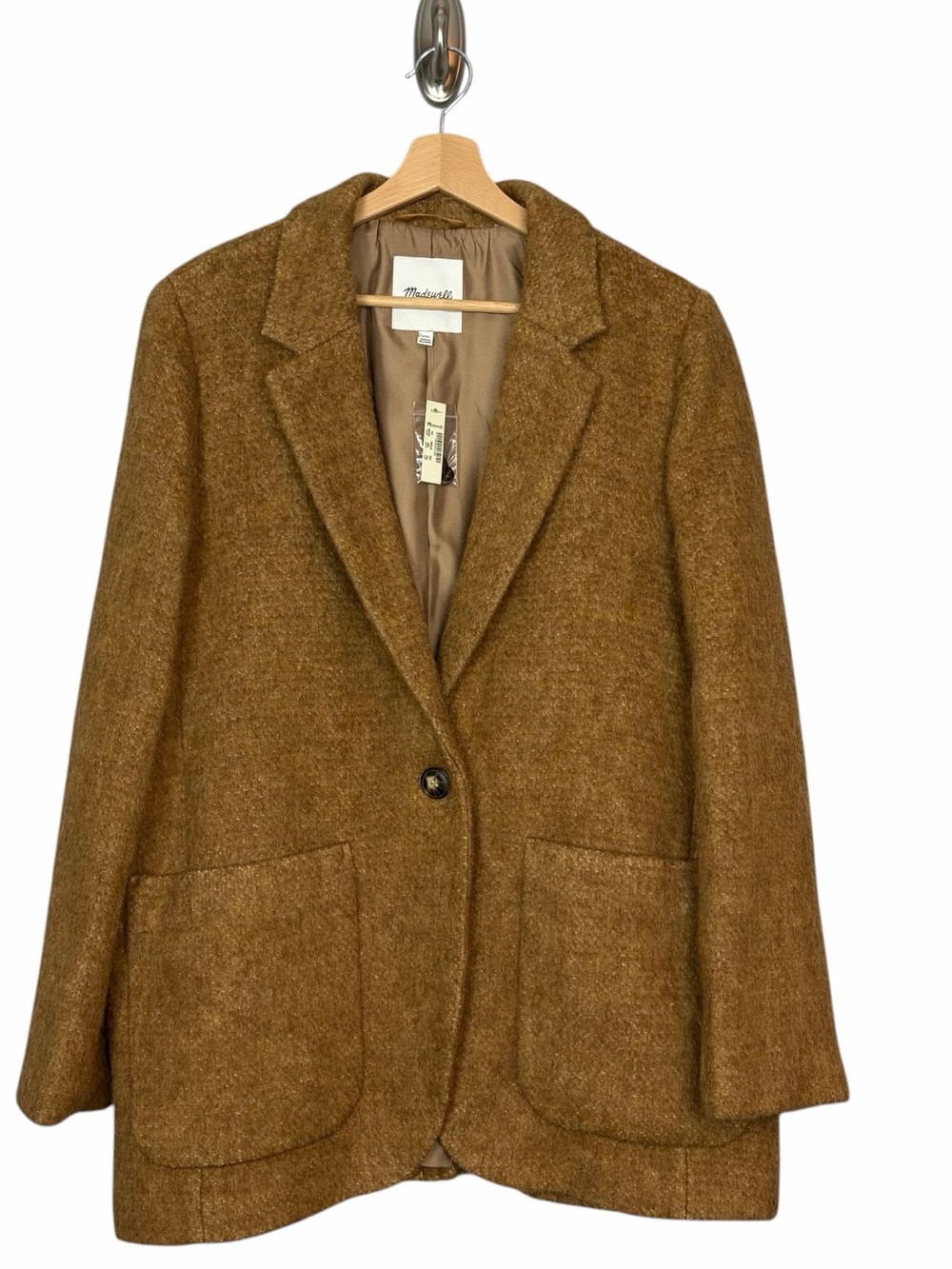 Madewell Caramel Brown Single-Button Wool-Blend Blazer